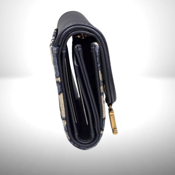 Dior Saddle Lotus Wallet in Blue Oblique Jacquard and Smooth Calfskin - New - Picture 4 of 7